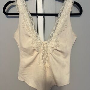 Elegant Cream Lace Trim Camisole